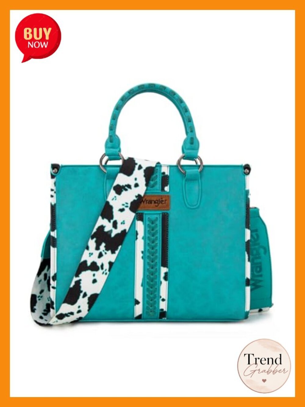 Vegan Leather Cow Print Tote Bag Satchel Handbag with Zip Pockets